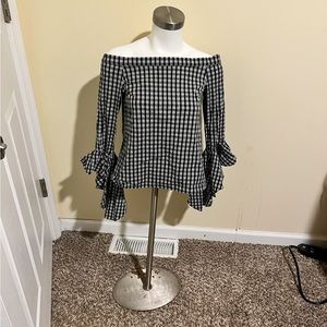 Slate Off the Shoulder Top (Dog not included)